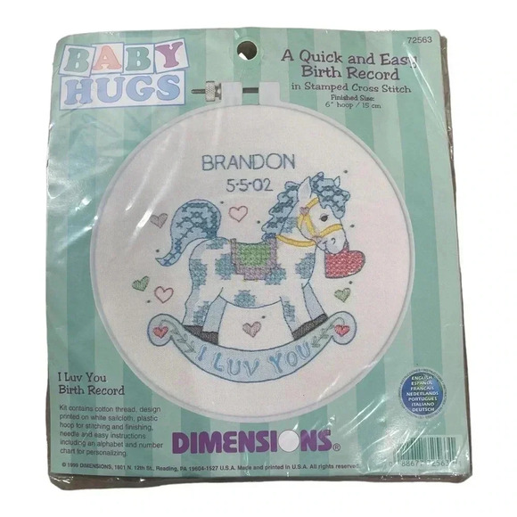 Vintage Dimensions #72563 
“I Luv You Birth Record” Stamped Cross Stitch Kit - Picture 1 of 6